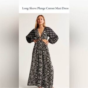 Abercrombie and Fitch Long Sleeve Plunge Cutout Maxi Dress
